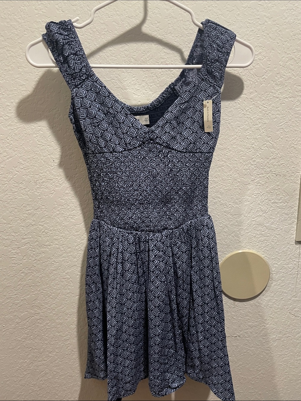 Hollister Navy Geometric Sleeveless Mini Dress